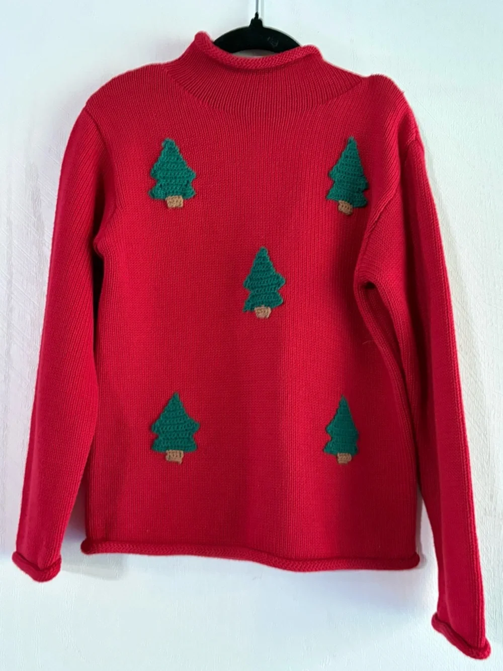 MudPie Toddler Christmas Sweater 4T Red Knit Tree Applique Holiday Pullover NWOT